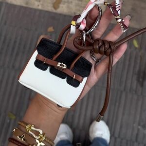 Fashion Mini Handbag Leather Knot Bag Charm Set